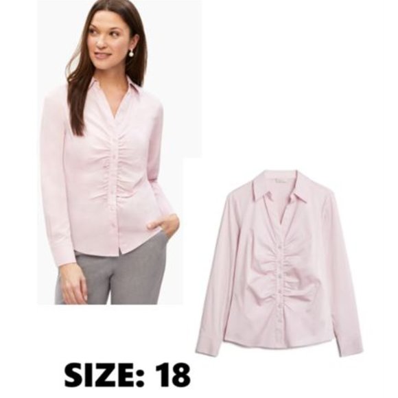NWT Ruched Gathered button Down Button up Classic fitted  tailored dress shirt - Picture 1 of 7